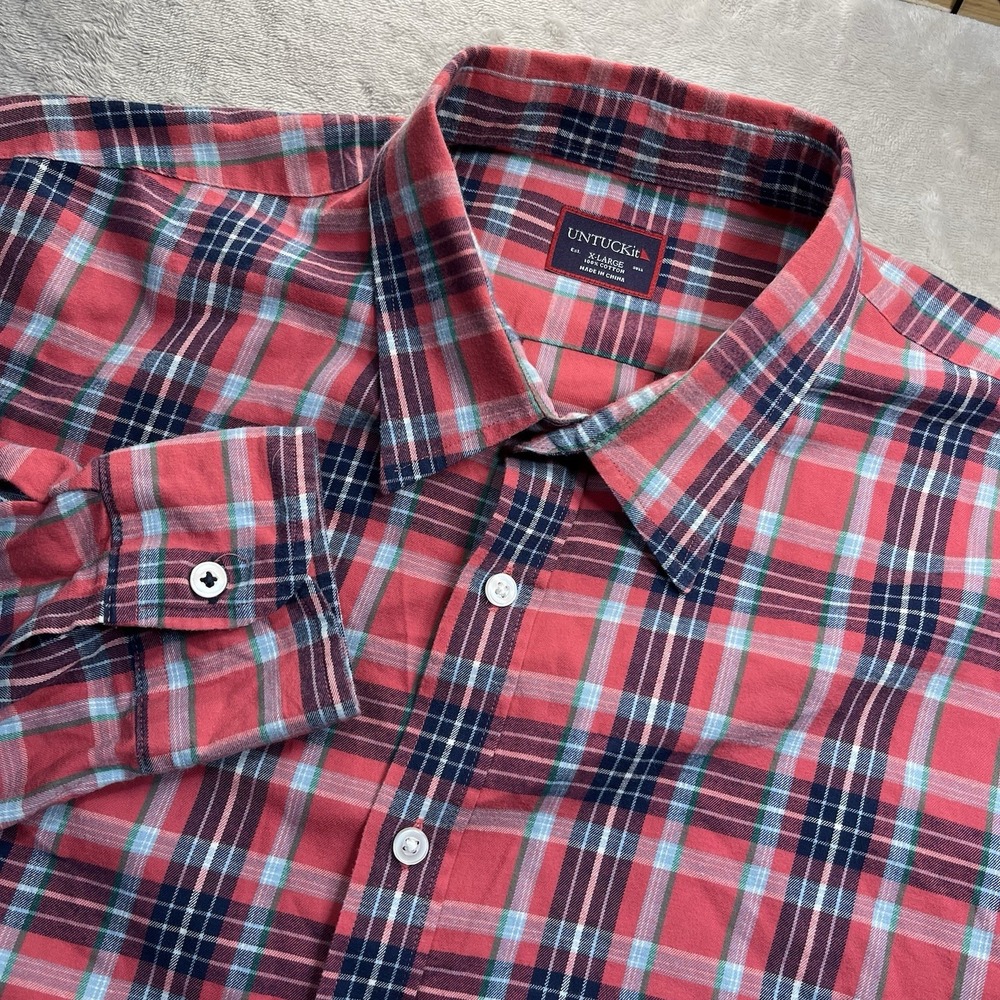 UNTUCKit Shirt Mens XL Multicolor Plaid Button Up Long Sleeve Cotton Casual